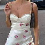 ZARA  dress midi corset like floral satin effect open back wedding summer party Photo 2