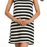 Everly  Black and White Striped Sleeveless Dress Photo 2