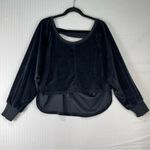 Anthropologie Daily Practice Black Batwing Velour Pullover Size Medium V-Back Photo 2
