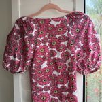 ZARA Puff Off the Shoulder Sleeve Smocked Mini Dress in Pink Daisy size M Photo 9