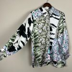 ASOS Blouse Top Womens 6 Multicolor Animal Floral Pattern Button Up Satin Collar Photo 12