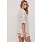 NEW Naked Cashmere Wren Crochet Short Sleeve Cashmere Shirt in Alabaster Medium White Photo 2