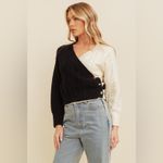 Cloud Ten Two-Tone Wrap Cable Knit Sweater Photo 1