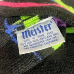 Vintage Meister Winter Hat Ski Hat Striped Stocking Hat 100% New Wool Unisex Black Photo 2