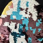 Wildfox Black Oversized Sequin Heart Sweatshirt, Size Large Photo 2