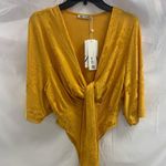 ZARA Golden Yellow Floral Bodysuit and Skirt Set Photo 0