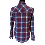 American Eagle Red Blue White Plaid Button (Snaps) Up Long Sleeve Shirt, Size XS Photo 8