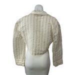 ZARA Women's Cream Striped Crinkled Long Sleeve Cropped Blazer Shirt Top Size XS Photo 1