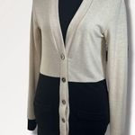 Color Block Button Front Lightweight Cardigan Sweater Sz Sm Women’s Black & Tan Photo 1