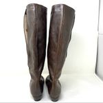 Loeffler Randall  Brown Leather Tall Wedge Boots golden 3 button details size 7.5 Photo 11