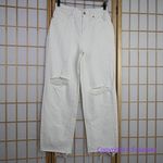 Madewell NEW  Petite Baggy Straight Jeans in Tile‎ White: Ripped Edition, 25P Photo 2