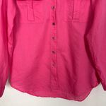 Chaus Sport Womens Shirt Small Linen Cotton Bold Beachy Lagenlook Coastal Dressy Pink Photo 3