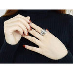 Boutique NEW Large Women's Stacking White Gold Plated Simulated Diamond Ring, Size 5 Photo 11