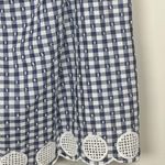 J.Crew Blue White Gingham Plaid Ruffle Eyelet Tie Shoulder Top Blouse Size 4 NWT Photo 3