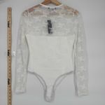 White Lace Long Sleeve Bodysuit Photo 4