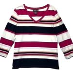 Style & Co Striped V-neck Shirt pink black off white stripes Women’s Size XL Photo 0