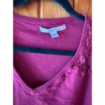 LC Lauren Conrad Lauren Conrad V Neck Lace Shoulder Sweater Berry Red 3/4 Sleeve Women's XS Photo 3