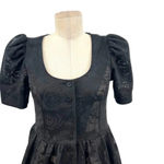 Kurt Lyle Malia Dress Black Lace Puff Sleeve Button Front Size Small Photo 3