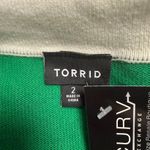 Torrid  Green & White Striped Cotton Collared V-Neck Sweater - Size 18/20 (2) Photo 5