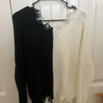 Oh Polly Distressed Black and White Sweater Photo 2