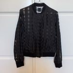 ZARA 🖤 Basic Black Mesh Cutout Bomber Jacket Size M Photo 2