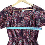 Sundance Dress Midi 100% Silk Floral Burgundy Tulip Sleeve Romantic Boho Size S Photo 6