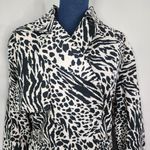 Sergio Hudson Black White Animal Print Strong Shoulder Trench Coat Jacket 3X Photo 2