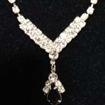 Source Unknown Glamorous Bride/Bridesmaid Drop Black Pendant Clear Rhinestone Link Y2K Necklace Photo 0