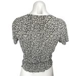 Pull&Bear Monochrome Floral Top Size Small with Front Tie Detail Black Photo 3