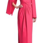 Theia twist knot front, hot pink, cape sleeve maxi gown, 10 Pink Photo 0