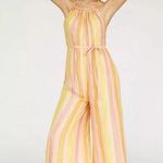 Anthropologie NWT SUNDRESS SOPHIE STRIPE HALTER LINED JUMPSUIT ROMPER PEACH M/L Photo 0