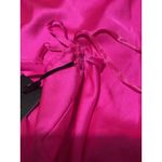Japna  Hot Pink Satin Slip Midi Dress Spaghetti Straps Ruffle V Neck M Photo 5