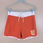 LEI Women’s Orange & White Bali Beach Swim Board Shorts Medium Photo 0