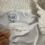 Sabo Skirt Sabo‎ skirt white tiered bardot swiss dot ruffle long sleeves dress size small Photo 6