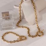 Stainless Steel Women Necklace & Bracelet Set Photo 3