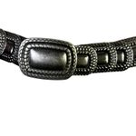 Womens Black Plated Metal Base Stretch Polyester Belt Silver Buckle ML Photo 2