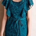 Moulinette Soeurs Anthropologie NWT Teal Green Fluttered Scrollwork Mini Dress Photo 0