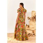 Farm Rio 💕💕 Macaw Leaves Flutter Sleeve Maxi Dress XL Photo 3