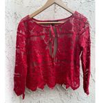 For Love & Lemons Red Floral Lace Long Sleeve Blouse Size Large Photo 8