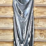Rare London Urban Outfitters metallic silver formal backless draped dress Photo 3