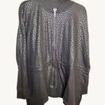 Zuda Black Leopard Large Full Zip Up Casual Jacket Shiny Athleisure Workout Wear Photo 0