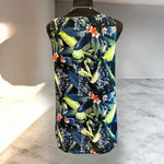 Halogen Womensize Medium sheer floral long tank Green Blue Tropical Vacation Top Photo 2