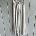 Claudie Pierlot Wide Leg Trousers Pants with Smocked Waist Band Satin Beige 38 Gold Size 6 Photo 2