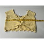 ASOS Miss Selfridge Crochet Knit Scallop Neck Ruched front cropped Yellow Top Photo 4