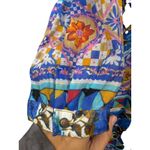 PEARLS By Aratta Los Angeles Women's Boho Floral Print V Neck Tunic Dress XL Blue Photo 8