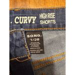 SONG Curvy High Rise Distressed Denim Shorts Juniors Size 7/28 Cuffed Shorts Blue Photo 3