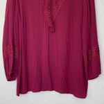 st. john's bay  Tie Front Tassel V-neck Long Sleeves Top Photo 4