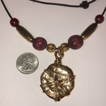 Vintage Gold Tone Wooden Beaded Chunky Boho Statement Pendant Necklace Black Photo 3