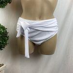 White Ribbed High Tie Waist Bikini Swim Bathing Suit Bottoms M Size M Photo 1