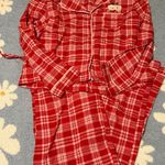 Women's Red Plaid Pajama Set Size L Photo 0